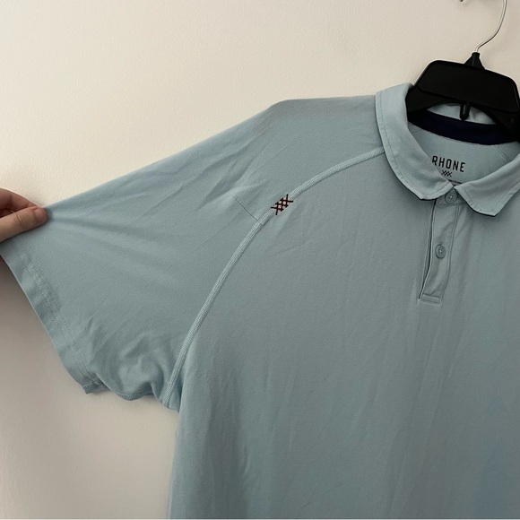 Rhone Delta Pique Polo Short Sleeve Collared Shirt Misty Blue XL - Picture 2 of 7